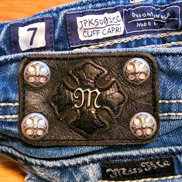 MISS ME VINTAGE JEANS KIDS 7x15 CUFFED CAPRI FADED, DISTRESSED GIRLS DENIM - Picture 8 of 8